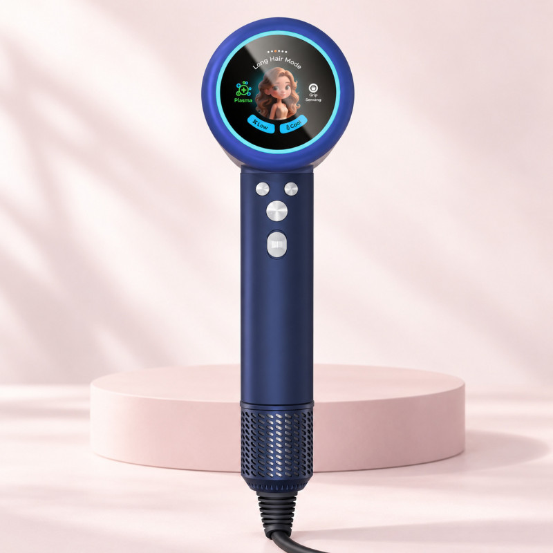 Фен для волосся Blousson AirSense Blue 2000 Вт, з дисплеєм і 3 насадками Фен для волосся Blousson AirSense Blue 2000 Вт, з дисплеєм і 3 насадками